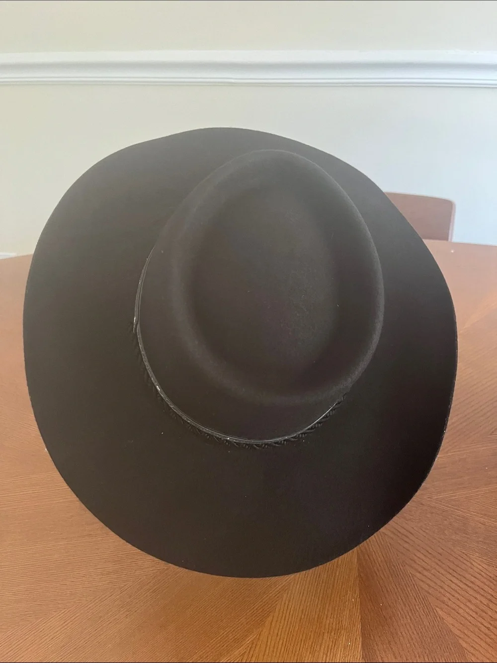 Southwest Gambler Western Black Wool Hat Silver Band Chin Strap Unisex Small